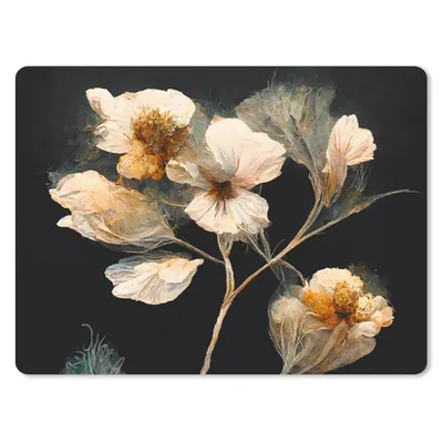 Produktbild von MuchoWow® Mauspad Mousepad Blumen - Schwarz - Pflanzen - Vintage 40x30 cm - Mousepads - Maus Mat - Pad - Mausunterlage - Anti Rutsch