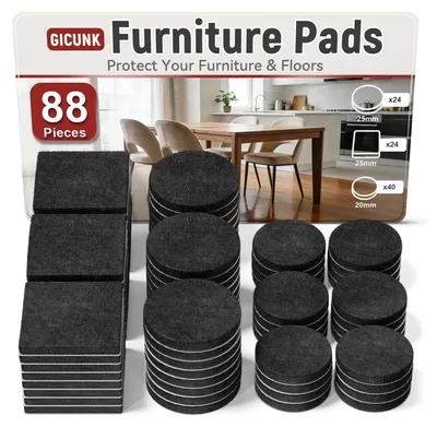 Produktbild von Filzgleiter Filzpads Möbelgleiter - Selbstklebend - 88 Stück - Schwarz - 25 mm und 20 mm