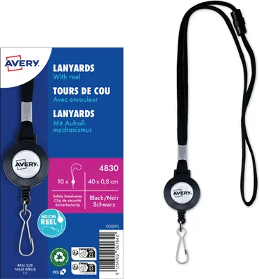Produktbild von Avery Zweckform 4830, Textilband mit Aufrollmechanismus, 10 x 400 mm, 10 Stück