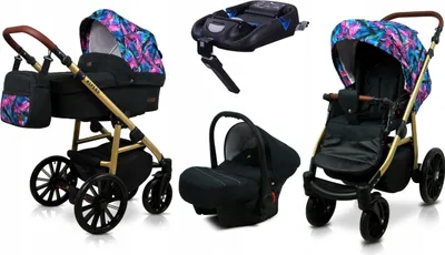 Produktbild von BabyLux® Aspero | 4in1 Kinderwagen Set | Colorful Feathers | Kombikinderwagen | Kinderwagenset |