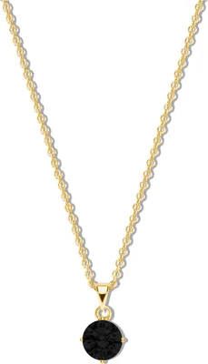 Produktbild von New Bling 9NB-1194 Silberkette mit Zirkonia-Anhänger 5mm - Schwarz - Ankerglied - 1.6mm - 40+5cm - Silber - Vergoldet/Gold auf Silber
