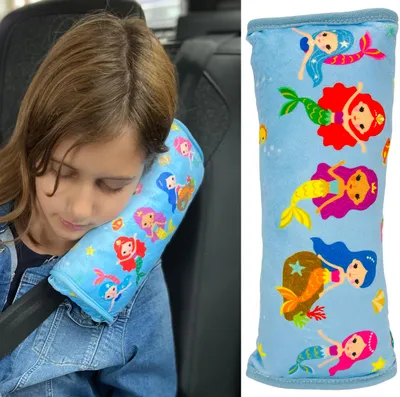 Produktbild von HECKBO Meerjungfrau Gurtkissen für Kinder – Auto Gurtpolster mit Klettverschluss, waschbar, Reisekissen, 30 x 12 cm