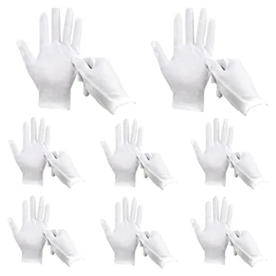Produktbild von 12 Paar weiße Baumwollhandschuhe, Inspektionshandschuhe, mittlere Größe mit Stretch-Futter