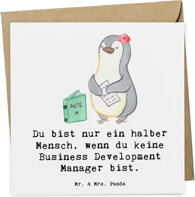 Produktbild von Mr. & Mrs. Panda Glückwunschkarte Business Development Manager Herz - Weiß - Geschenk, anlasskarte, Grußkarte, faltkarte, doppelkarte, Klappkarte