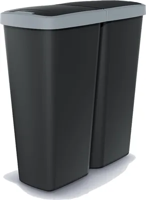 Obrázek produktu pro MONZANA® Kuchyňský odpadkový koš 50 l 2 přihrádky s víkem Koš na odpadky s tlačítkem Koš na kancelářský papír Organický odpad Žlutý sáček Systém třídění odpadu Recyklace Černý