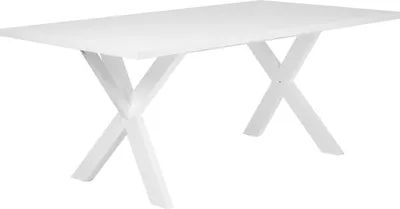 Zdjęcie produktu dla BELIANI Stół do jadalni biały drewniane krzyżowe nogi prostokątny 180 x 100 cm dla 8 osób