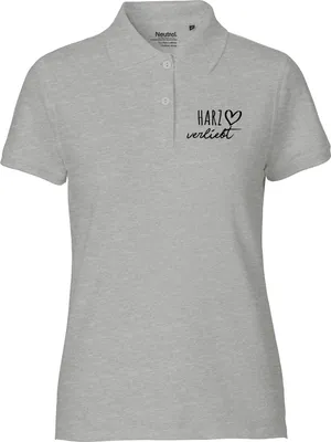Produktbild von Huuraa Damen Polo Shirt Harz verliebt M Sport Grey Bio Baumwolle Fairtrade Poloshirt Geschenkidee