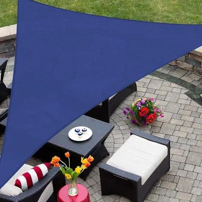 Image de Voile d'ombrage triangulaire 10 x 10 x 10 cm, bleu, protection UV, parasol de terrasse