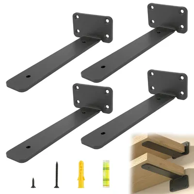 Produktbild von Set aus 4 Winkeleinlegewinkeln 25 cm mit 70 kg Tragkraft Schwarz