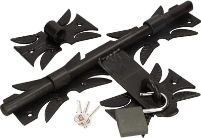 Produktbild von KOTARBAU® Torriegel 320 mm mit Vorhängeschloss Bolzenriegel Torschieber Pulverbeschichtet Schwarz Schubriegel Schmiedeeisen Überwurfriegel Federriegel