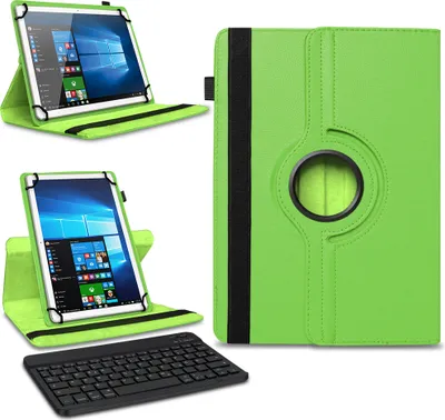 Produktbild von Tablet Tasche Tastatur Hülle für 10 10.1 Zoll Schutzhülle Case Bluetooth DrehbarFarben:Grün