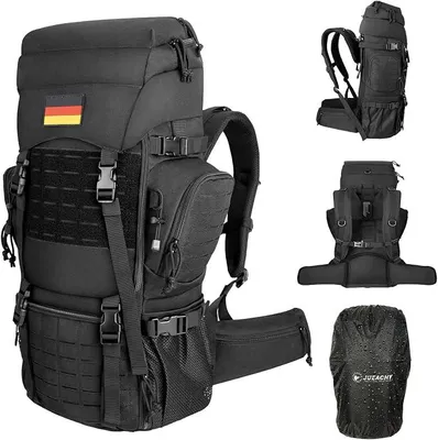 Imagen del producto de Mochila de senderismo para hombre, 50 litros, impermeable con funda para la lluvia