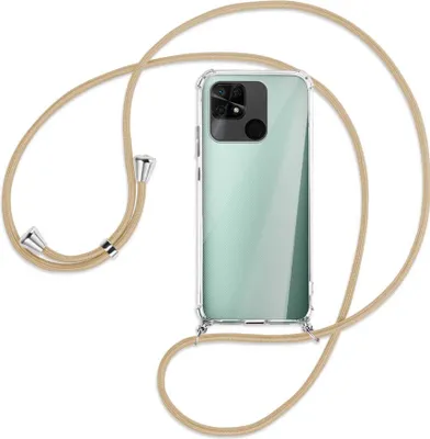Produktbild von Handykette Backcover-Schutzhülle mit Band (Metall silberfarben) für Xiaomi Redmi 10C - caramel