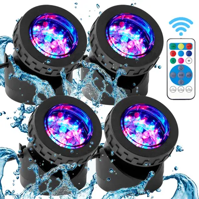 Produktbild von Teichbeleuchtung Gartenstrahler Unterwasserstrahler Teichlichter Unterwasserleuchten mit Timer Landschaftslampe für AquariumSchwimmbad Fisch Tank Brunnen