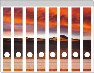Produktbild von Wallario Ordnerrücken Sticker, selbstklebend für schmale Ordner, 8 Stück, Motiv Sahara Wüste II - Sanddünen im Sonnenuntergang