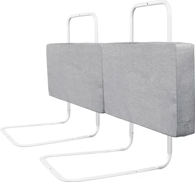 Produktbild von LZQ 2X Bettschutzgitter, Bettgitter zum Vertikalen Heben,60cm 5-Loch Höhenverstellbar ,Rausfallschutz Kinderbettgitter für  Familienbett und Kinderbett(120cm, Leinen Grau)