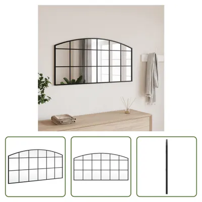 Produktbild von The Living Store Wandspiegel Schwarz 100x50 cm Gewölbt Eisen