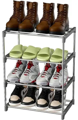 Schuhregal 4 Ebenen stapelbar für 8 Paar Schuhe grau