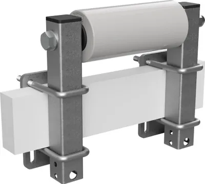 Produktbild von Polyurethan Seitenrolle mit Stützen Sliprolle Bootstrailer Sliphilfe verzinkt SUPROD, B=200, L=250 mm, grau