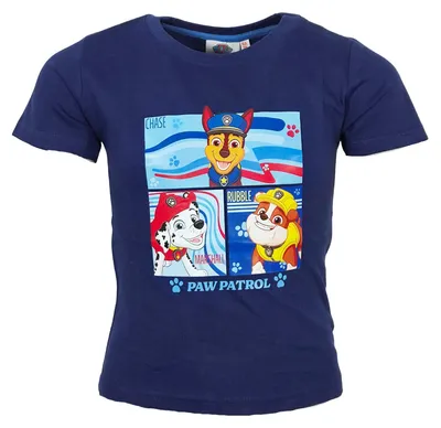 Zdjęcie produktu dla Koszulka dla chłopców Paw Patrol Chase Rubble Marshall – ciemnoniebieska / 104
