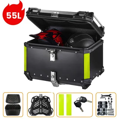 Obrázek produktu pro Úložný box na motocyklovou helmu - Přihrádka na helmu - Topbox na motocykl - Kufr na helmu na motocykl - Úložný box na motocykl - Hliník