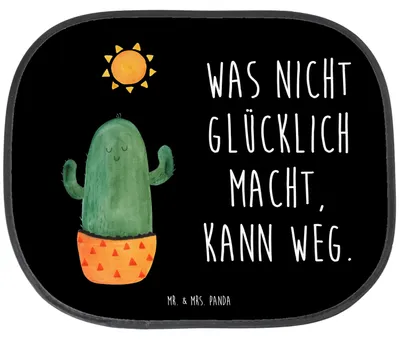 Produktbild von Mr. & Mrs. Panda Sonnenschutz Kfz Kaktus Sonne - Schwarz - Geschenk, Freundin, saugnapf, Scheidung, Seitlicher, Trennung, Auto, Scheibenschutz, Kakteen, Geschenkidee