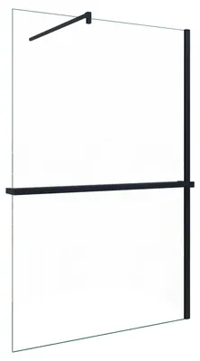 Produktbild von Duschspa Walk-In Dusche 80x200cm Schwarz Duschwand mit Handtuchhalter mit Stabilisator 8mm NANO ESG-Glas Duschregal Duschtrennwand F132B