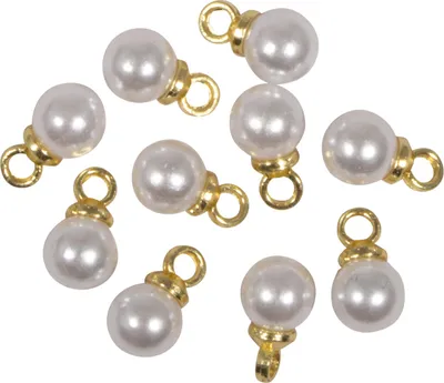 Produktbild von Rayher Mini-Anhänger Perle Gold Metall-Kunststoff, Ø 5 mm, 10 Stück, für Armbänder und Fußkettchen