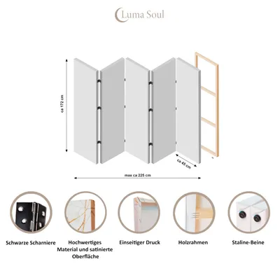 Immagine prodotto di LUMASOUL Paravento Monofacciale, paravento divisorio per interni, Motivo naturale, 225x172 cm