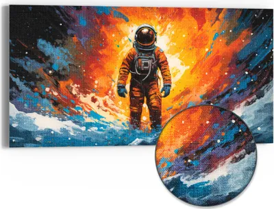 Produktbild von DEQORI Hybrid Leinwand Bild 60x30 cm 'Kosmischer Traum' Wandbild Glas flach modern