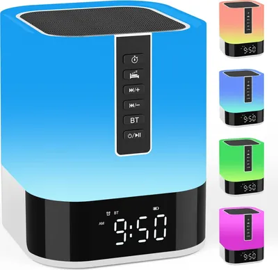 Produktbild von Tragbarer Bluetooth-Lautsprecher mit Wecker, Touch-Nachttischlampe, MP3-Player, Maschine mit weißem Rauschen für Nachtlichter von Kindern