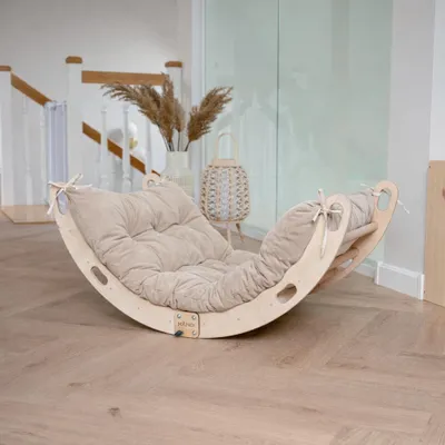 Image de Arc d'escalade, triangle d'escalade, bébé grimpeur avec coussin, balançoire arc-en-ciel en bois, arc en bois pour enfants, structure d'escalade indoor à partir de 1/2/3 ans