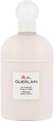 A product shot of a pink body lotion bottle.