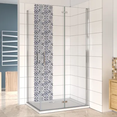 Produktbild von 100(Drehtür)x76(Falttür)x195cm Nano ESG Drehtür Falttür Schwenktür Eckdukabine Duschabtrennung Eckdusche