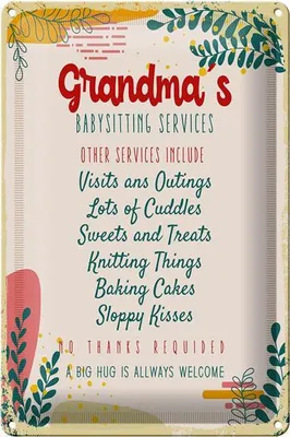 Produktbild von Blechschild Spruch Grandma's Babysitting services 20x30cm