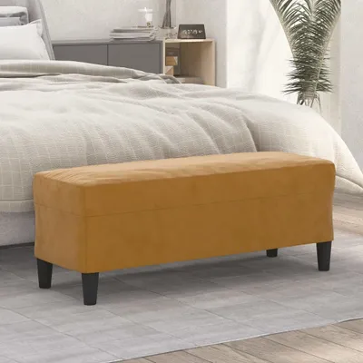 Image de The Living Store Banc Marron 100x35x41 cm Velours