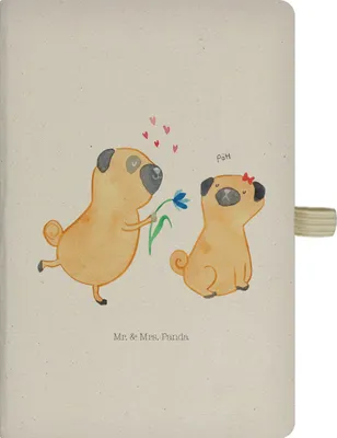 Produktbild von Mr. & Mrs. Panda Notizbuch A5 Mops Verliebt - Transparent - Geschenk, Knuffig, Journal, Möpse, Hund, Skizzenbuch, Kladde, Tagebuch, Reisetagebuch, Liebe, Sprüche