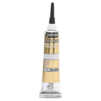 A tube of Pebeo Cerne Relief Outliner in Sattes Gold.