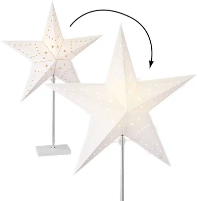 Produktbild von Papierstern Leuchte Standleuchte Weihnachtsstern beleuchtet auf Fuß in weiß ohne Leuchtmittel 60cm