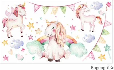 Produktbild von 074 Wandtattoo Einhorn pastell - 750 x 420 mm