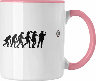Produktbild von Trendation - Dart Tasse Dartpfeil Evolution Spruch Männer Dart-Spieler Geschenkidee (Rosa)