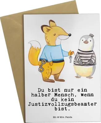 Produktbild von Mr. & Mrs. Panda babykarte Justizvollzugsbeamter Herz - Weiß - Geschenk, hochzeitskarten, Lustig, weihnachtskarten, Gefängnis, genesungskarte, Witzig, osterkarte, Spruch