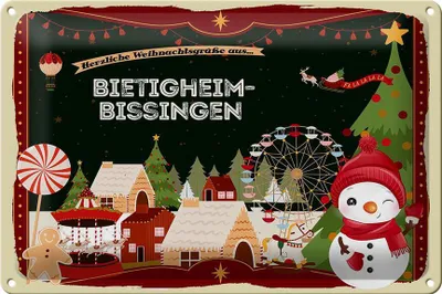 Produktbild von Blechschild Weihnachten Grüße BIETIGHEIM-BISSINGEN 30x20cm