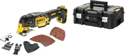 Produktbild von DeWALT DCS356NT-XJ Akku-Multi-Tool (bl) Flexvolt, Oszilations-Winkel 3,2°/1,6°, 26-tl. Zubehör-Set, T-STAK II, ohne Akku