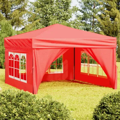 Produktbild von The Living Store Partyzelt Faltbar mit Seitenwänden Rot 3x3 m