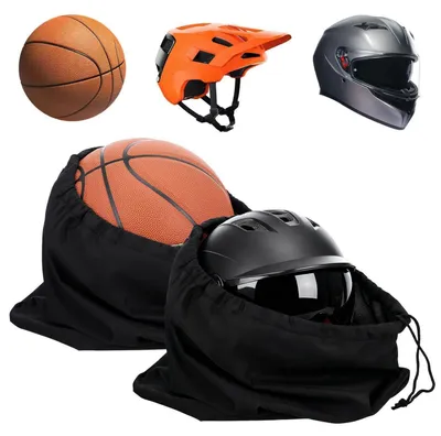 Obrázek produktu pro Obal na motocyklovou helmu, 2 kusy, 44x42 cm, černá barva, stahovací šňůrka, materiál: fleece, polyester