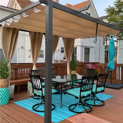 Produktbild von PURPLE LEAF Aluminium Pergola 3 x 3.65 m Wasserdicht Stabil Winterfest, Garten Pavillon mit Sonnenschutz uberdachung, UV-Schutz, Beige