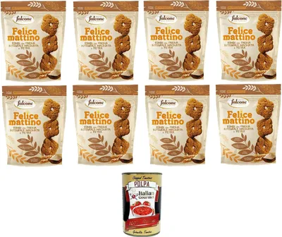 Produktbild von Falcone Rombi con farina integrale mit steingemahlenem Vollkornmehl 8x500ml+ Italian Gourmet polpa 400g