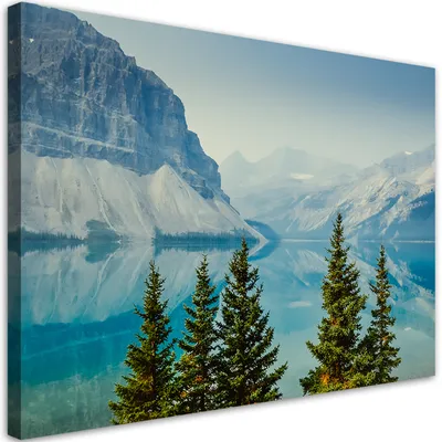 Produktbild von Leinwandbild Berge, See, Natur, Landschaft 120x80 Feeby Blau bild für die wand bereit zum aufhängen