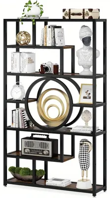 Image de Bibliothèque - Étagère à livres - Meuble à compartiments - Rayonnage - Rangement - Style industriel - Hauteur : 182,88 cm